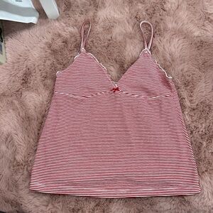 Brandy Melville Red and White Striped Top